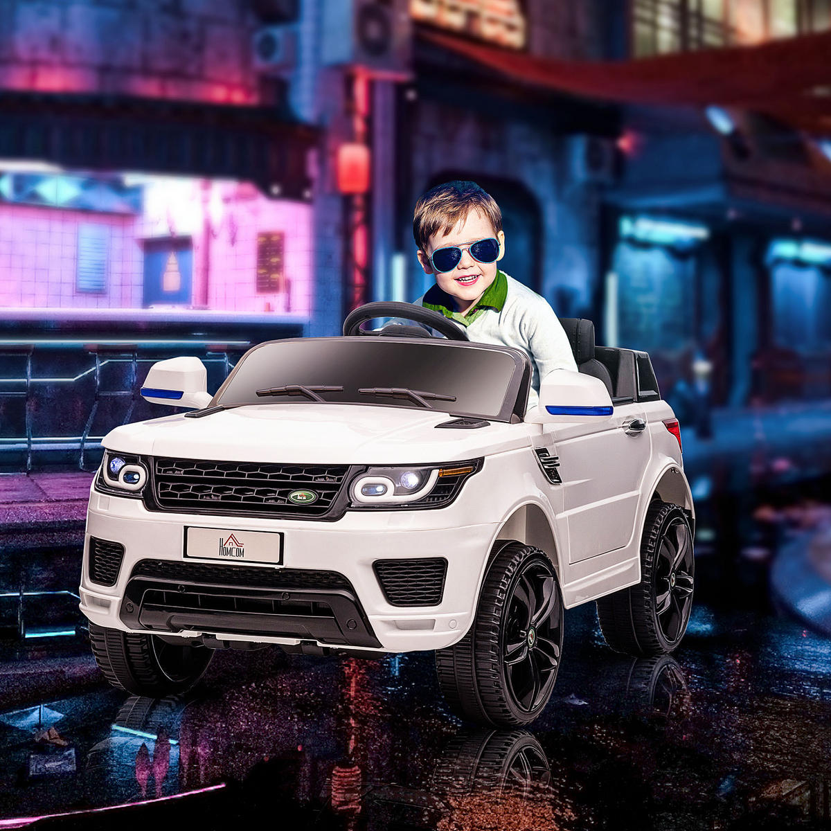 ELEKTRO-KINDERAUTO DE-13048 2 Motoren Weiß - Weiß, Kunststoff (110/68/52cm) - ComfortXL