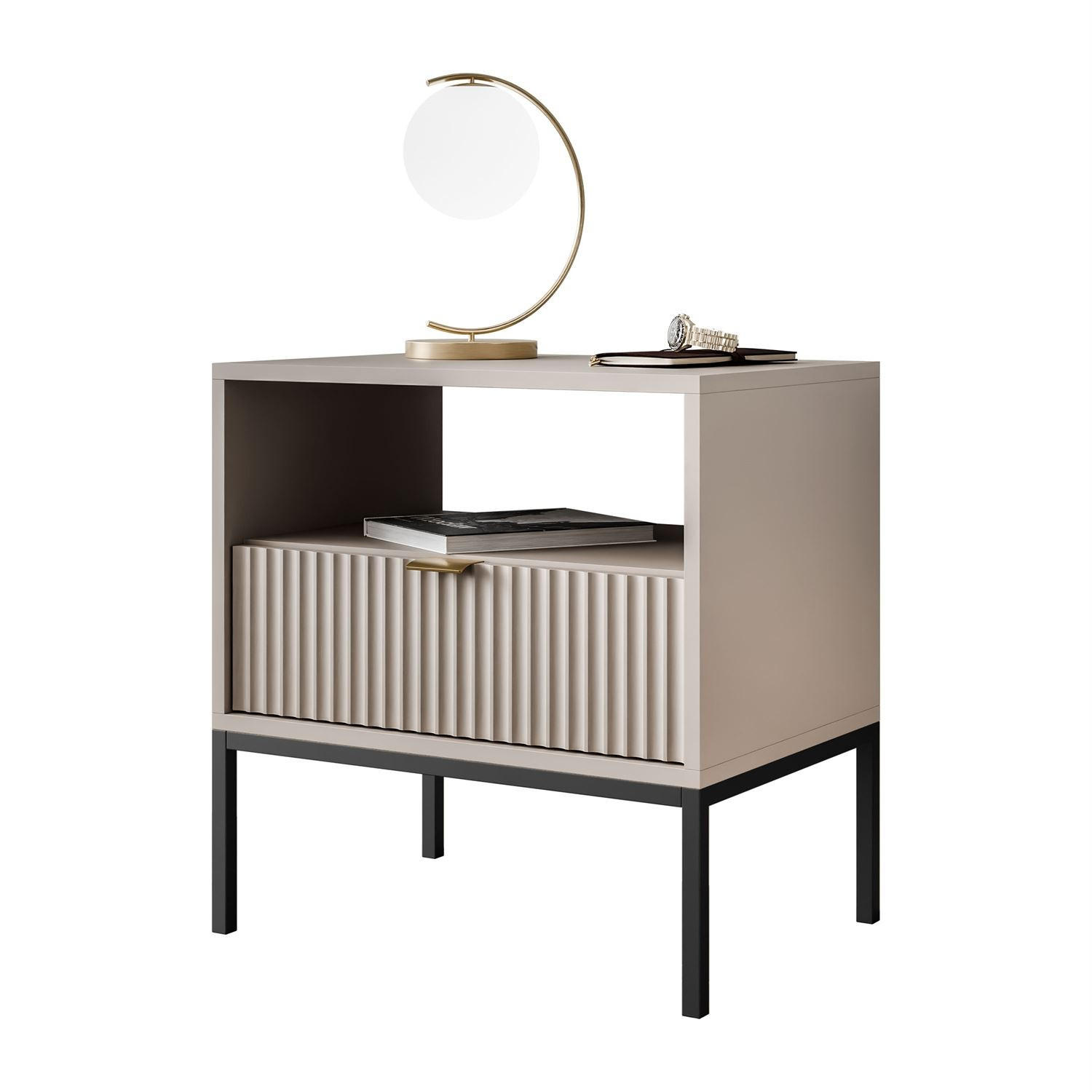 NACHTTISCH CORTADO S54 KASCHMIR - Beige, Holzwerkstoff (54/56/39cm) - Lookway