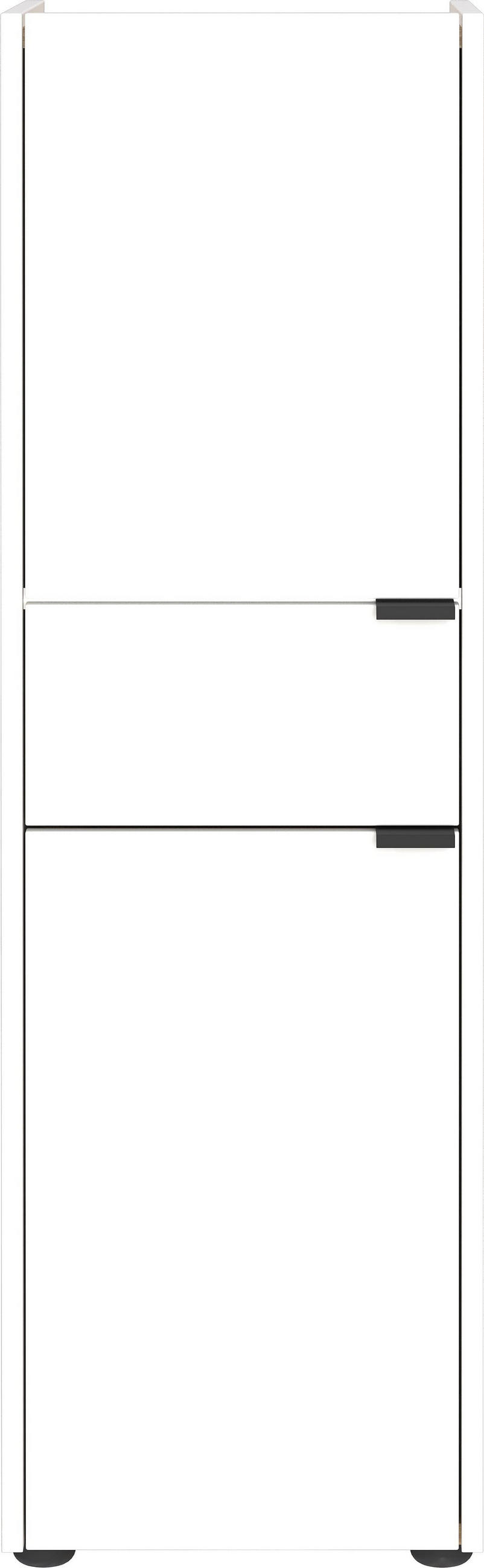 MIDISCHRANK mit Schublade aus Eiche-Optik mit Soft-Close-Funktion, Weiß-Beige 34x34x111 cm - Weiß, Holz/Metall (34/111/34cm) - KADIMA DESIGN