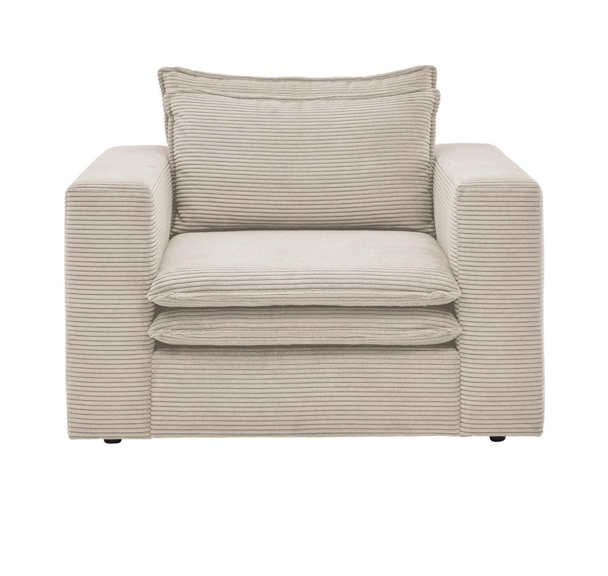 SESSEL beige Cord, Loungesessel 110 cm - Beige, Holz/Kunststoff (110/83/91cm) - Furn.Design
