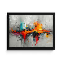 POSTER MIT RAHMEN Moderne Kunst - Orange - Grau - Abstrakt 40x30 cm - Hellgrau, Papier (40/30cm) - MuchoWow
