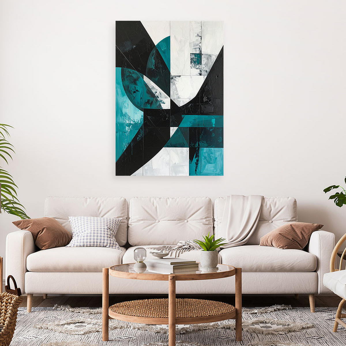 LEINWANDBILD 3D und geometrisch 80x120cm - Türkis, Textil (80/120cm) - Feeby