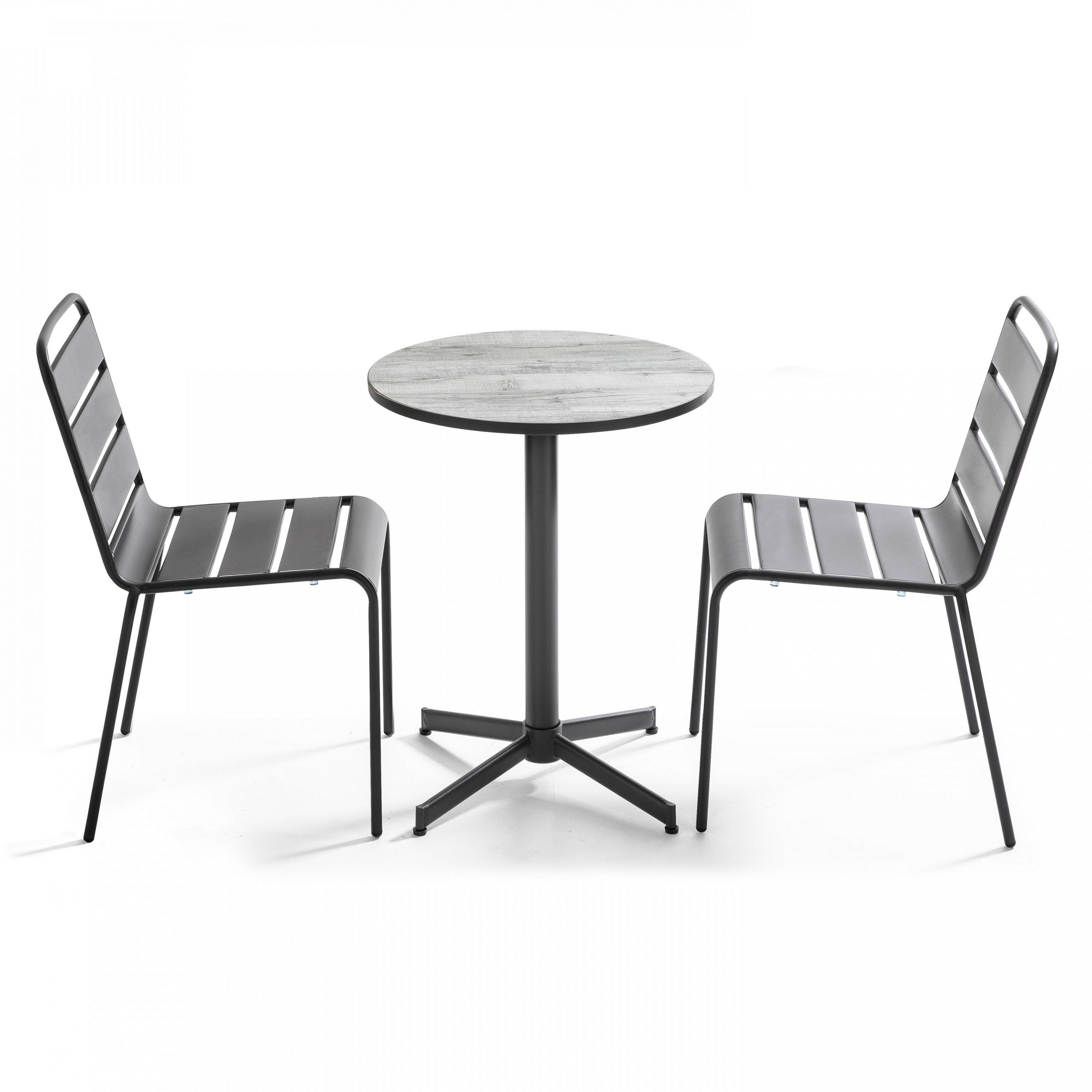 GARTENSET 3-tlg., Grau - Grau, Metall - Oviala