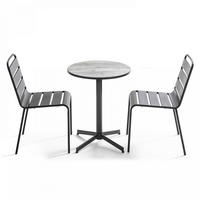 GARTENSET 3-tlg., Grau - Grau, Metall - Oviala