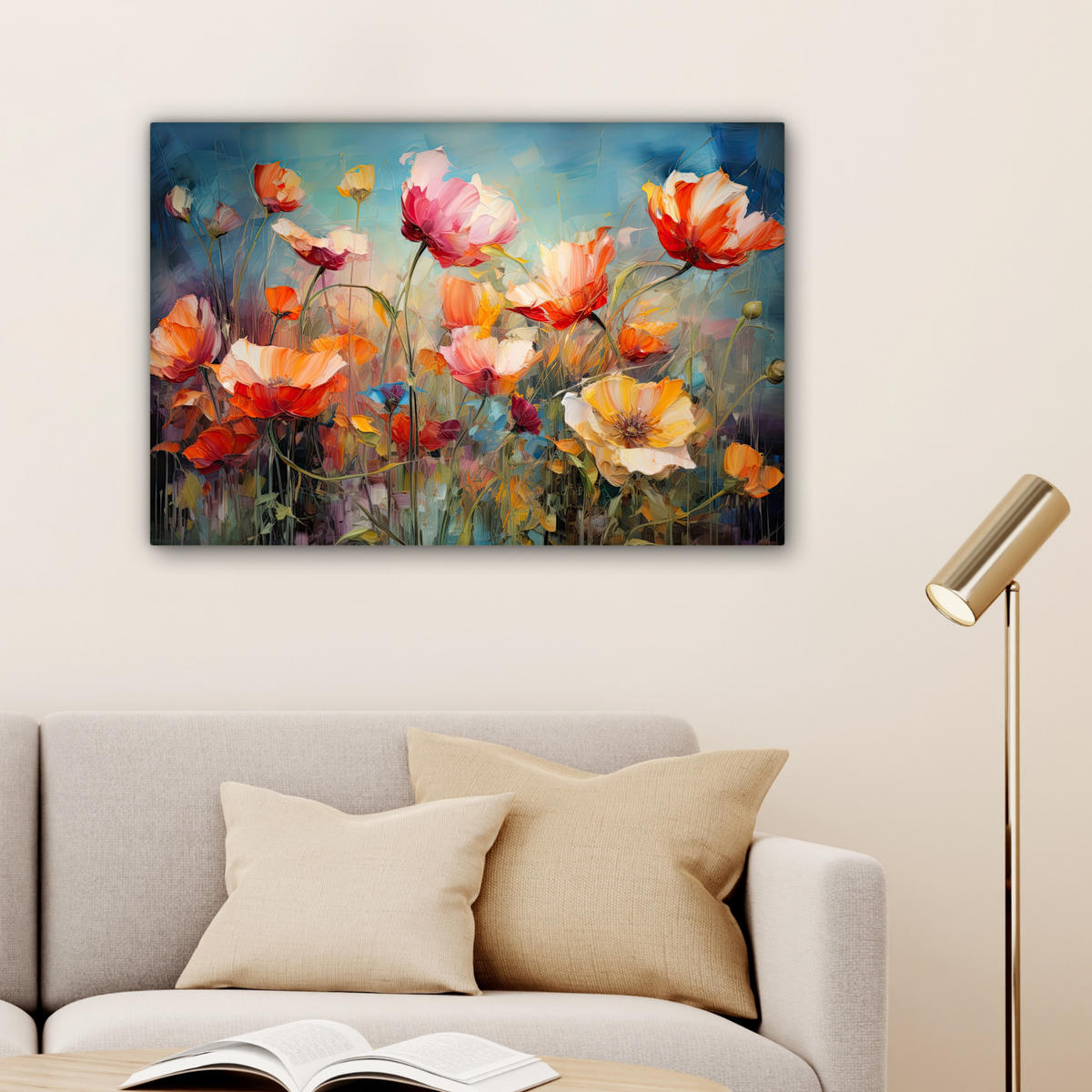 LEINWANDBILD Blumen - Aquarell - Kunst - Botanisch - Natur Gemälde 60x40 cm - Orange, Textil (60/40cm) - MuchoWow