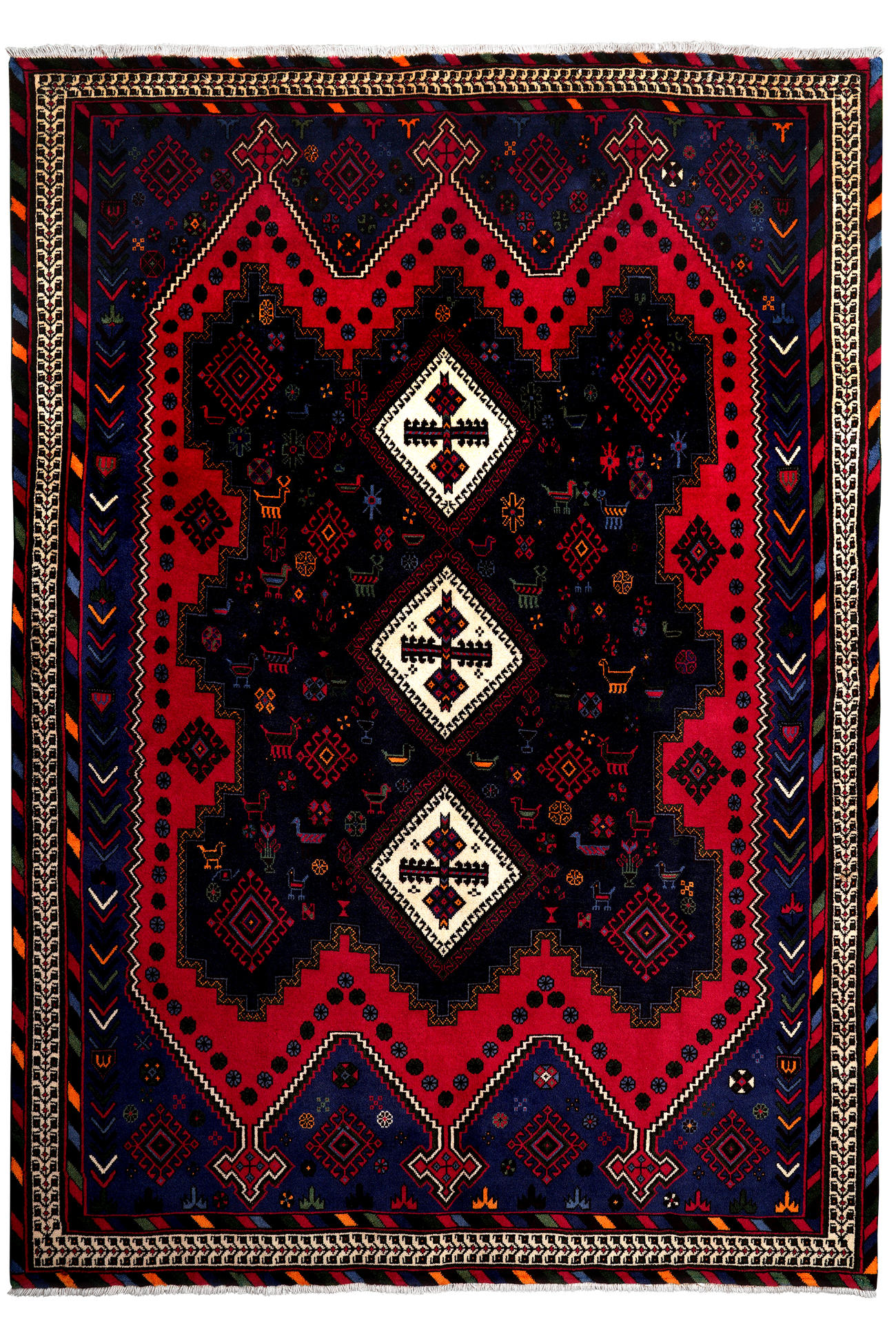 TEPPICH Afshar Blau 233/162 cm Schurwolle - Blau, Textil (162/233cm) - Looma