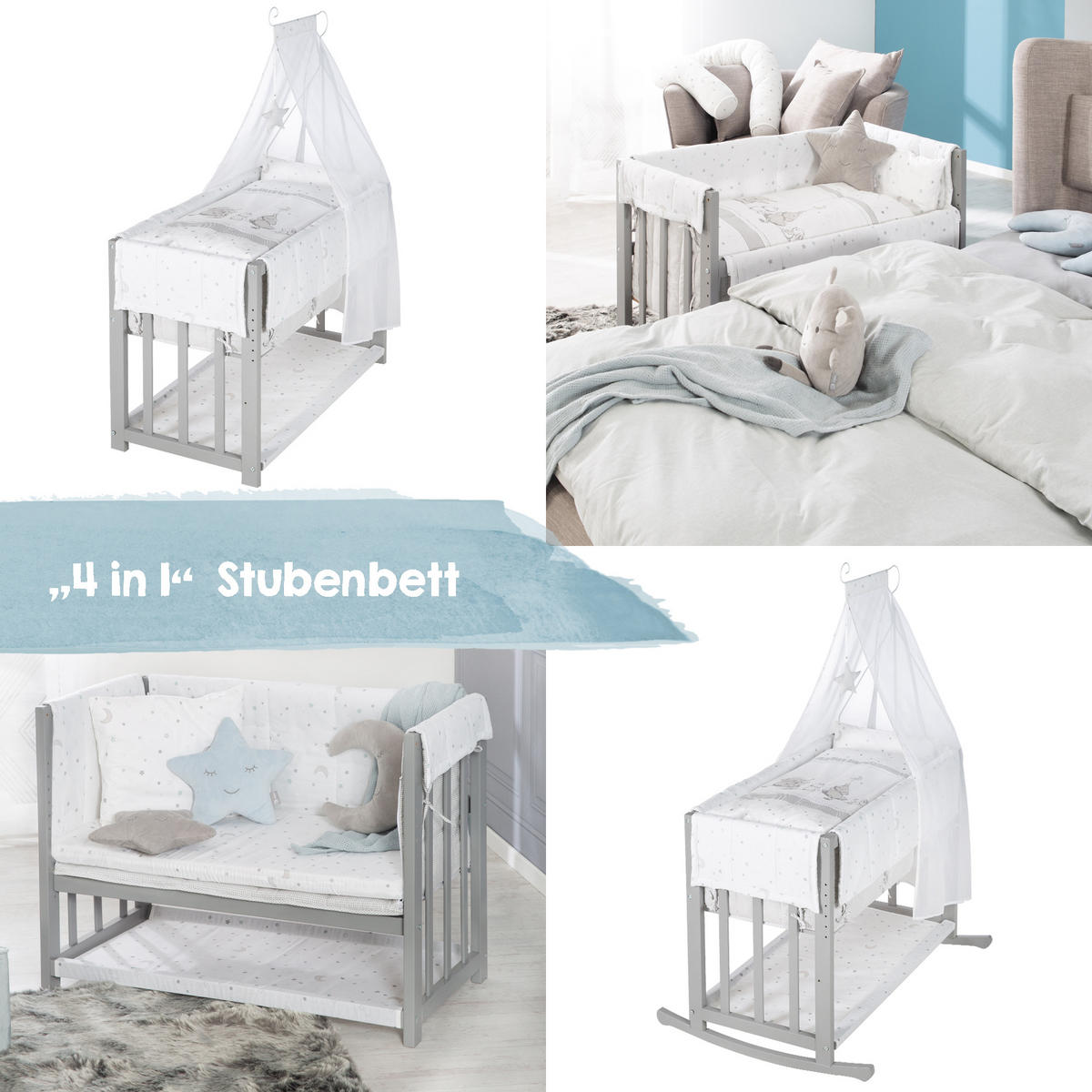 BEISTELLBETT Sternenzauber 4in1 Set 90 x 45 cm - Taupe, Holzwerkstoff (45/90cm) - Roba