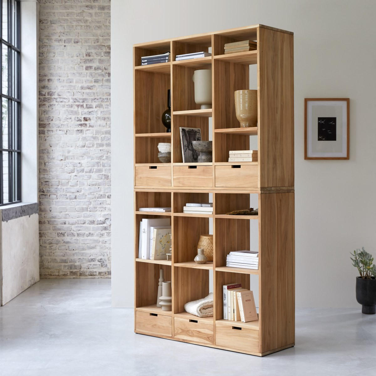 BÜCHERREGAL Miho Natur aus Teak - Naturfarben, Holz (120/220/40cm) - Tikamoon