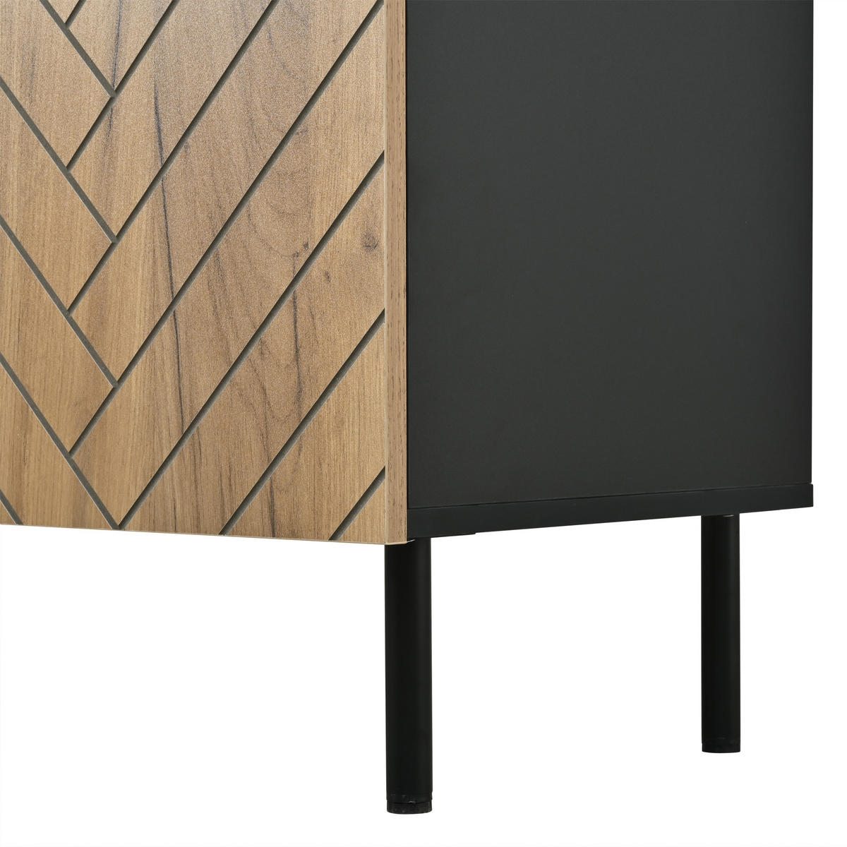 SIDEBOARD 120/40/76 cm in Naturholzoptik mit 3 Schubladen und 2 Schränken - Schwarz/Naturfarben, Holzwerkstoff/Metall (120/76/40cm) - CHICFURN