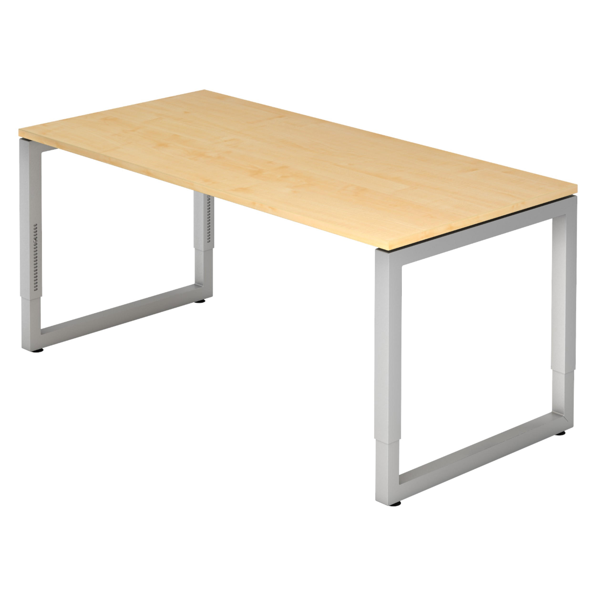 SCHREIBTISCH Serie-R 80/160/74 cm in Ahornfarben/Silberfarben - Silberfarben/Ahornfarben, Holzwerkstoff (80/160/74cm) - bümö