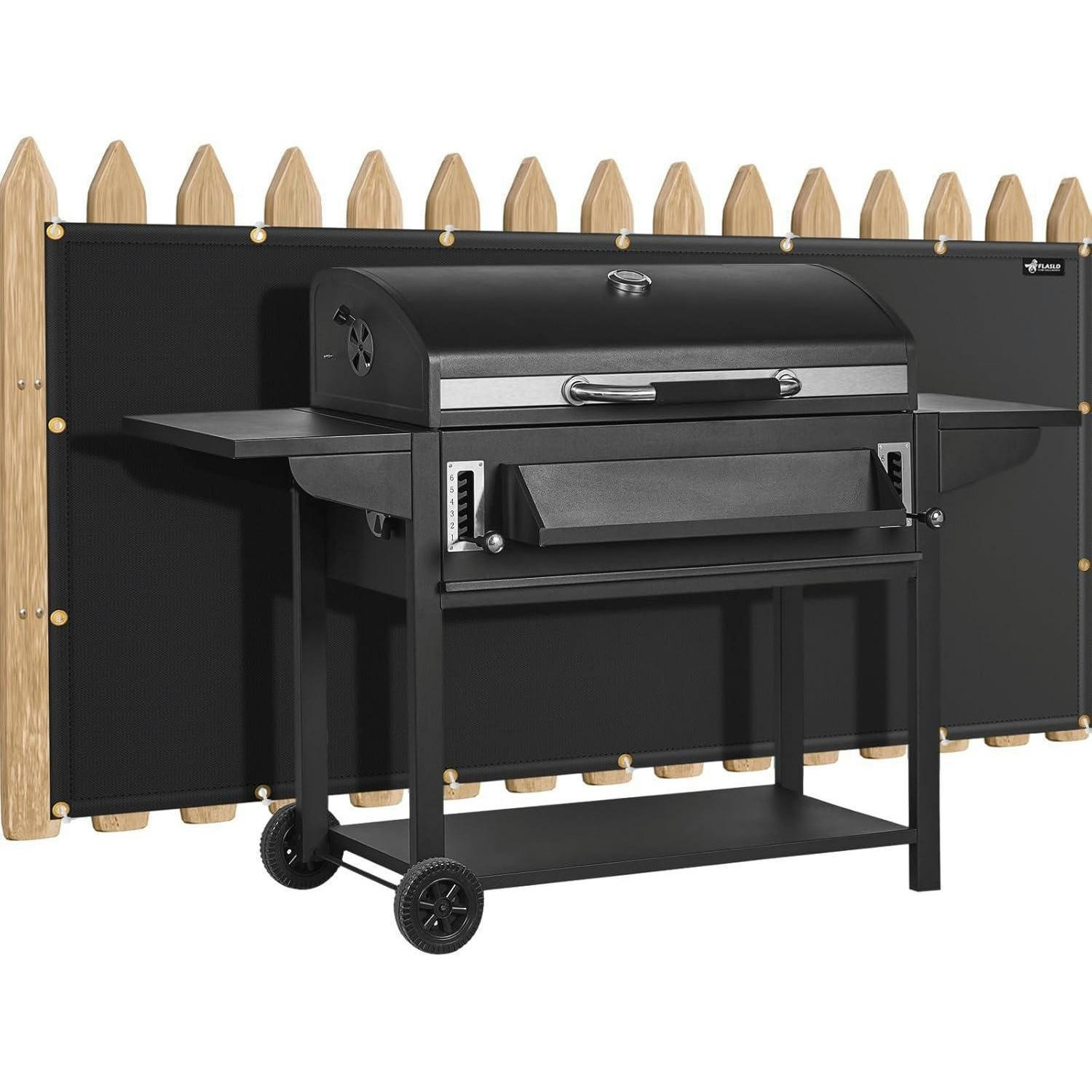 HITZESCHUTZ Grill rückwand 90 x 120 cm Schwarz - Schwarz, Textil (7.6/25.4/25.4cm)