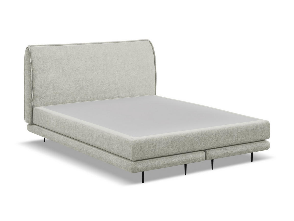 POLSTERBETT Doppelbett mit Matratze Bouclé Stoff Beige - Beige/Schwarz, Textil/Metall (140/200cm) - Makamii