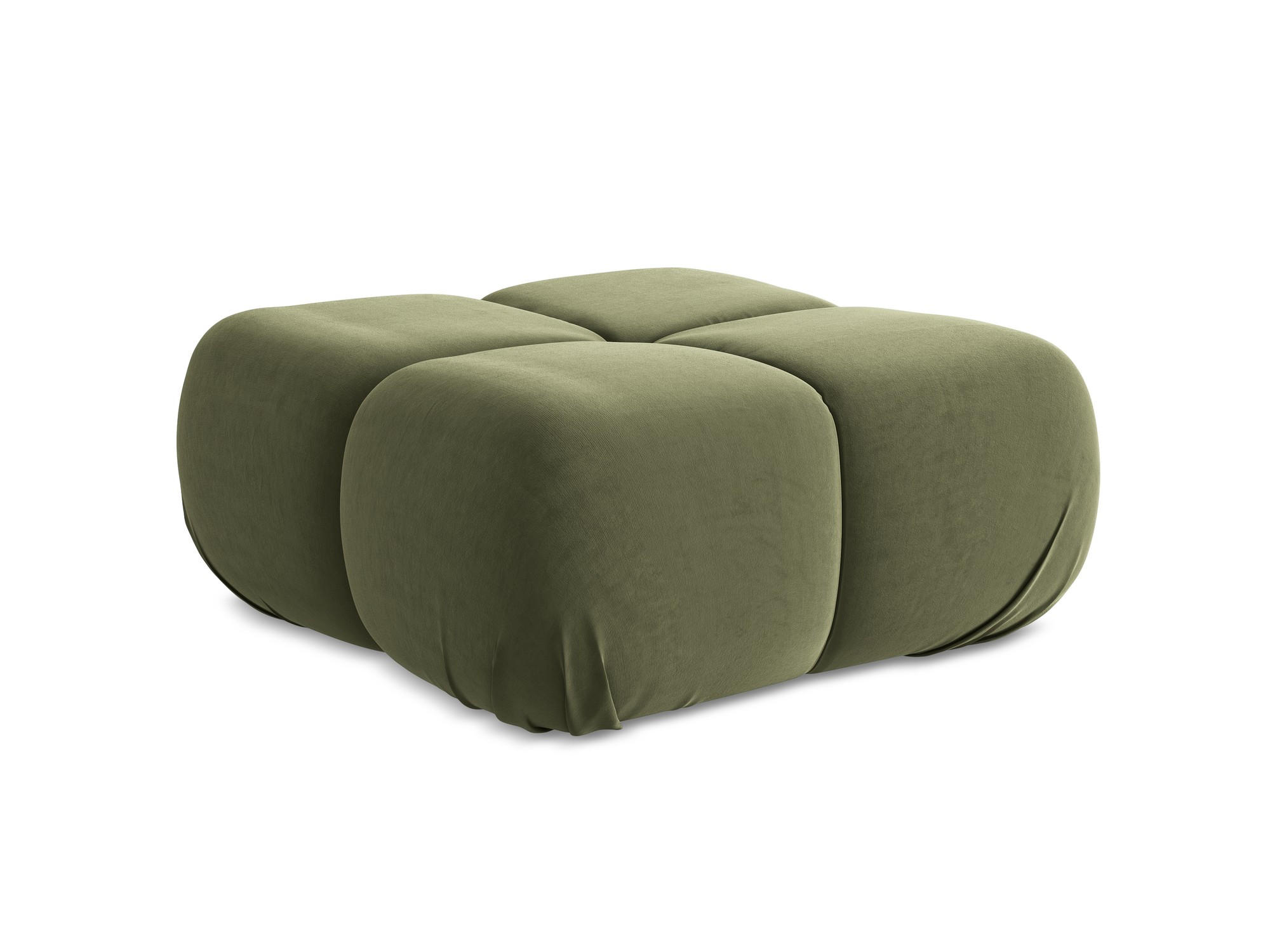 POUF Samt Stoff Grün - Schwarz/Olivgrün, Kunststoff/Textil (95/41/95cm) - Makamii