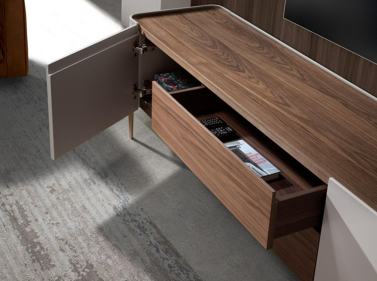 TV-ELEMENT Rechteckig Beige Gold Walnuss 200/47/54 cm - Beige, Holzwerkstoff/Metall (200/54/47cm) - ANGEL CERDA