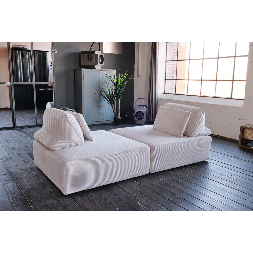 Thumbnail - Kawola Modulsofa, Hellgrau, Textil, Echtholz, 2-Sitzer, Füllung: Schaumstoff, 222x84x111 cm, Wohnzimmer, Sofas & Couches...