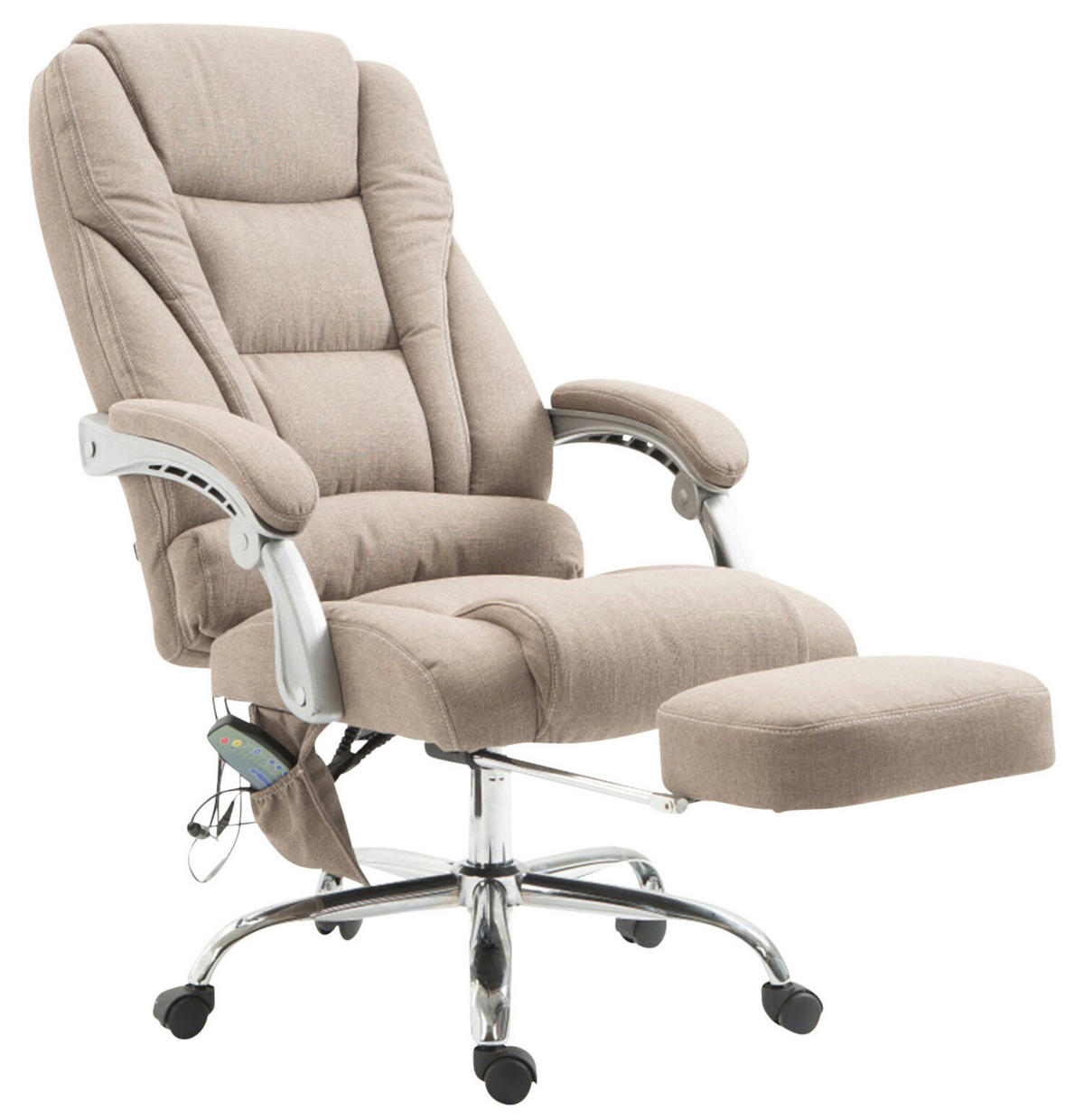 BÜROSTUHL Pacira, Stoff mit Massagefunktion Taupe - Taupe, Textil/Metall (68/127/64cm) - TPFLiving