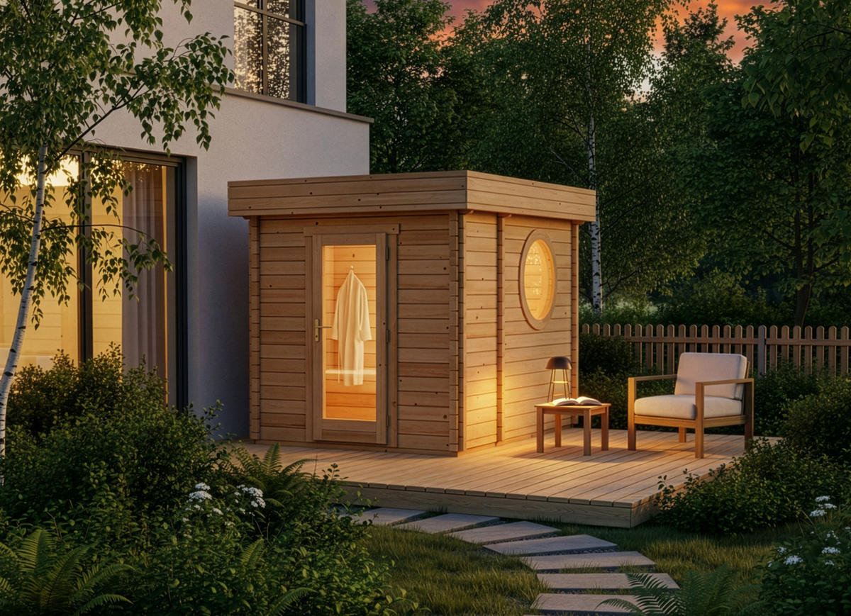 GARTENSAUNA Holz Cubus - Naturfarben, Holz (264/257/321cm) - FinnTherm