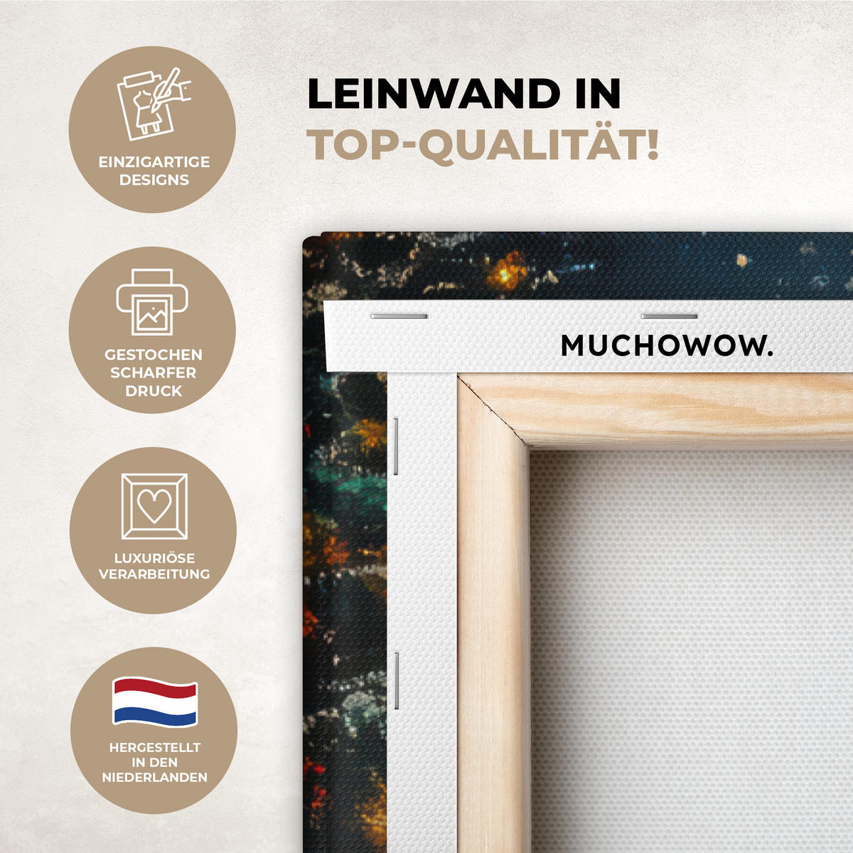 LEINWANDBILD Weihnachtsmann - Weihnachten - Winter - Weihnachtsbaum Deko Groß 90x140 cm - Bordeaux, Textil (90/140cm) - MuchoWow