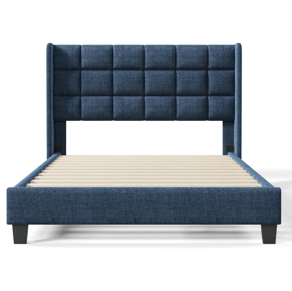 POLSTERBETT mit Lattenrost 140x200 cm Leinen Blue - Blau, Metall (140/200cm) - Meubliv