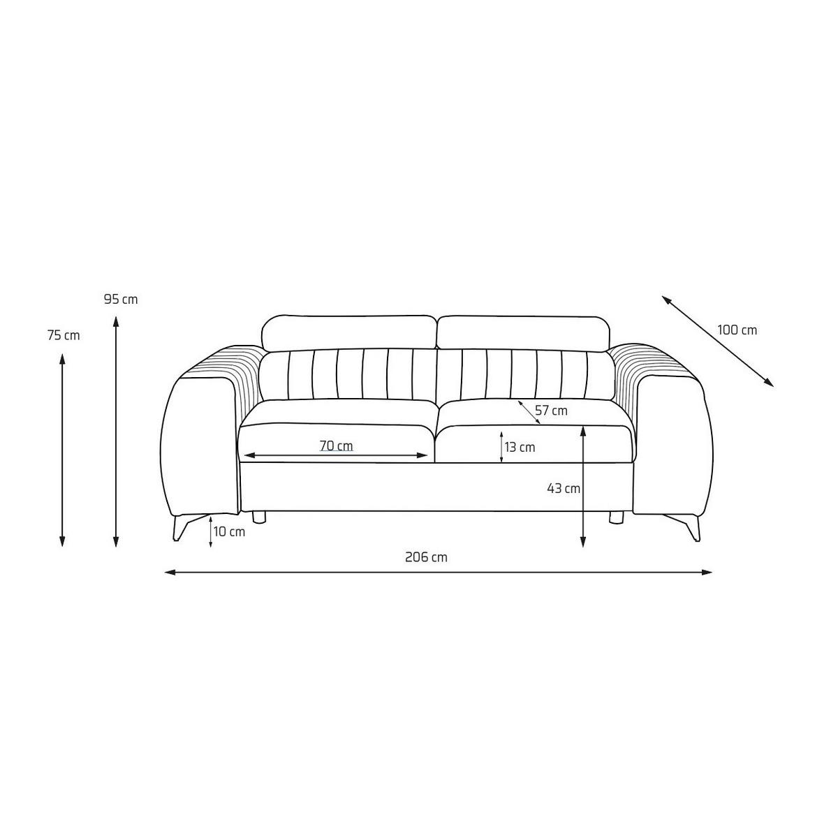 2-SITZER-SOFA PIERO 206 cm Velours Dunkelgrün - Dunkelgrün/Schwarz, Holz/Textil (206/95/100cm) - Muffo