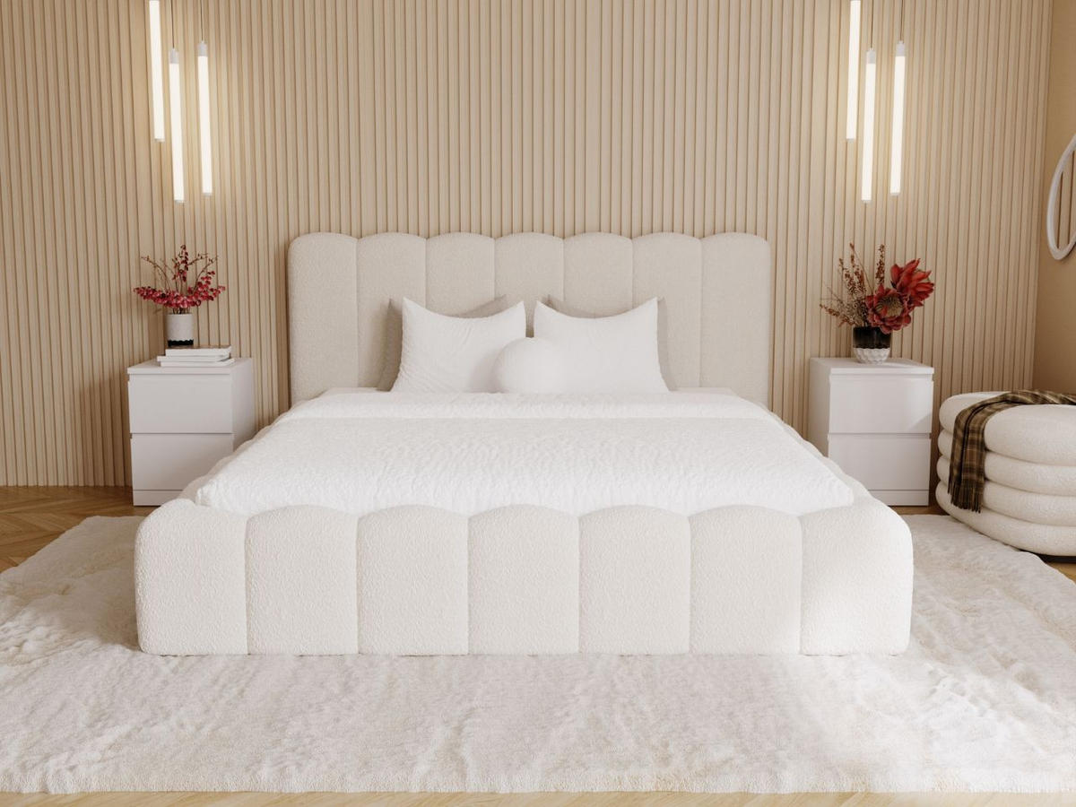 POLSTERBETT Smile 160x200 Bouclé-Stoff Creme - Creme, Textil (160/200cm) - Graingold