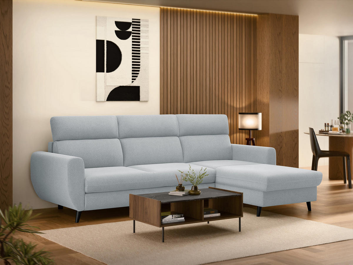 ECKSOFA Torro Mini, Seite: Rechts - Hellgrau, Holz/Textil (258/168cm) - MIRJAN24