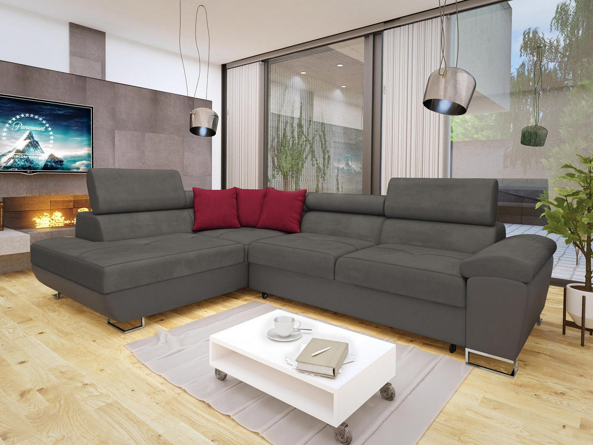 ECKSOFA Cotere, Seite: Links - Dunkelgrau, Holz/Textil (270/202cm) - MIRJAN24