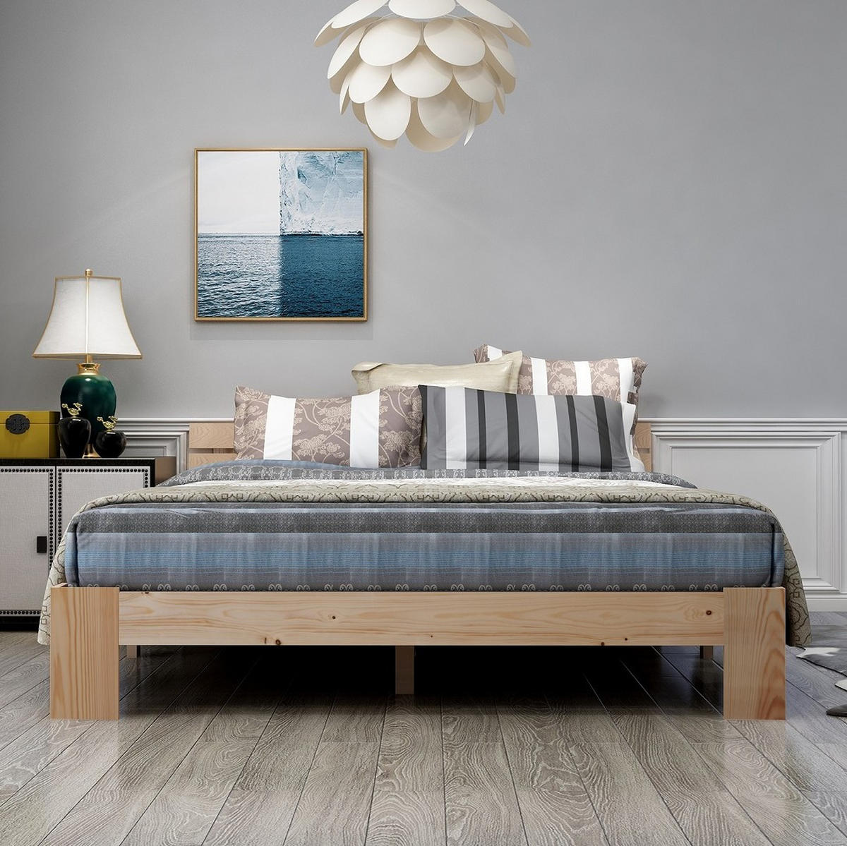 HOLZBETT 140/200 cm Natur mit Lattenrost aus massivem Holz - Naturfarben, Holz (140/200cm) - OKWISH