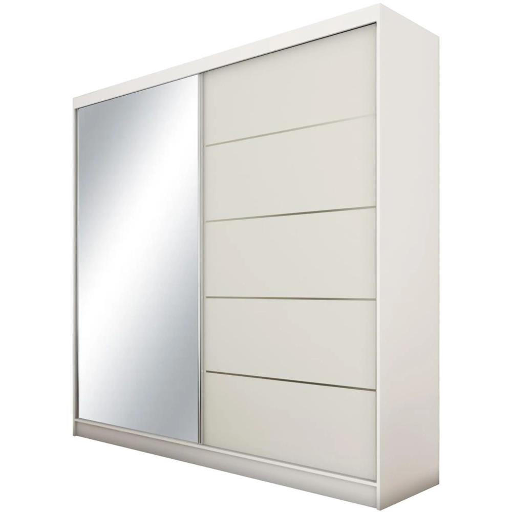 SCHWEBETÜRENSCHRANK Marika 200/216/61 weiß mit Spiegel und Schubladen - Weiß, Holzwerkstoff (200/216/61cm) - Beautysofa