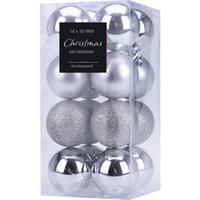WEIHNACHTSKUGELN 16er-Set Ø 5 cm - Silberfarben, Kunststoff (9.8/19.6/9.8cm) - Home Styling Collection
