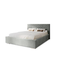 POLSTERBETT Aura 140x200 cm, Doppelbett mit Bettkasten, Lattenrost und Matratze, Velourstoff: Hellgrau - Hellgrau, Holz/Textil (140/200cm) - Marpur