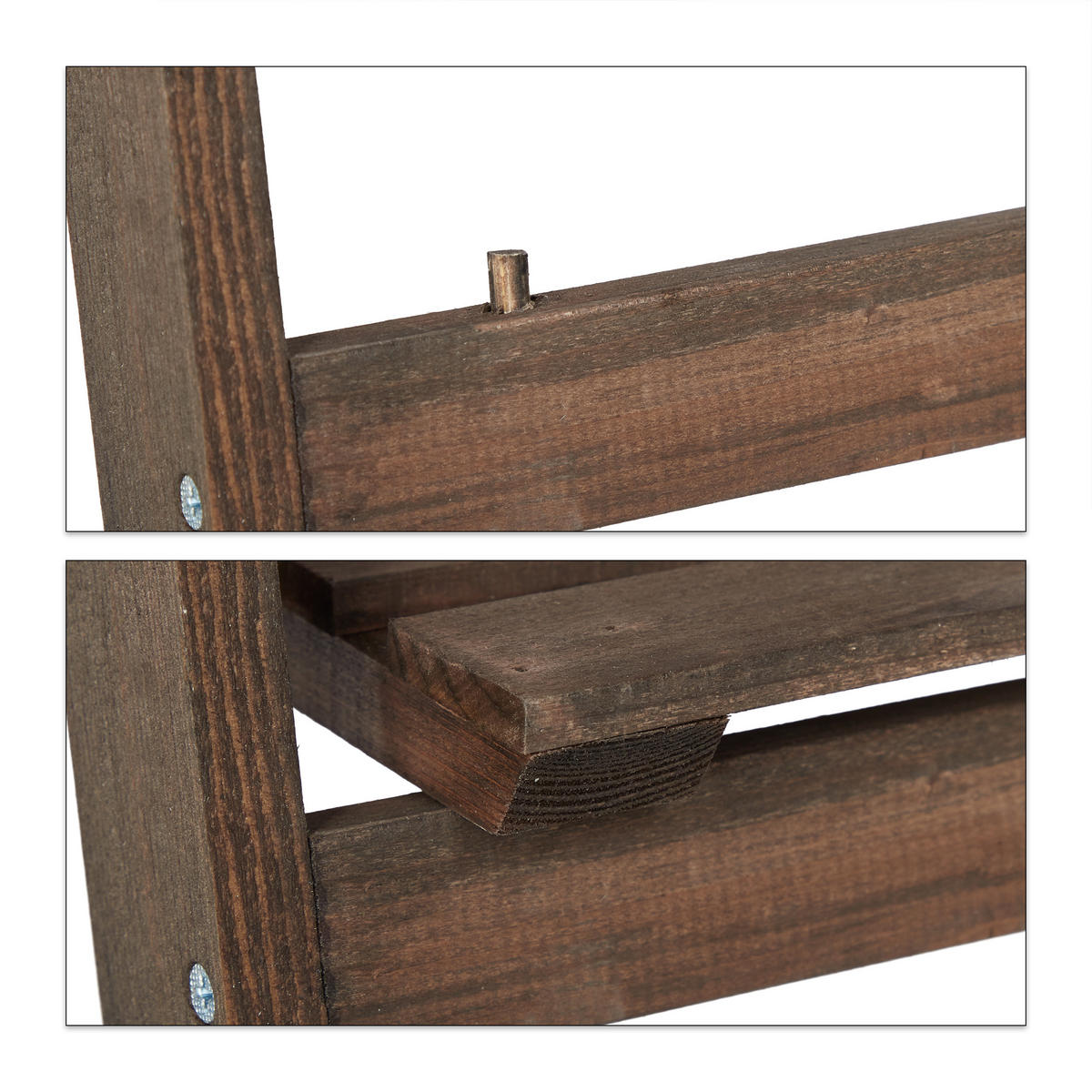 BLUMENTREPPE - Dunkelbraun, Holz (41/160/49cm) - Relaxdays