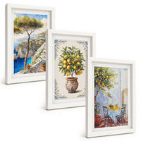 BILDER SET 3er Set - 20x30 cm Weißer Rahmen - Tisch aus Zitronenbaum - Weiß, Kunststoff (20/30cm) - TULUP