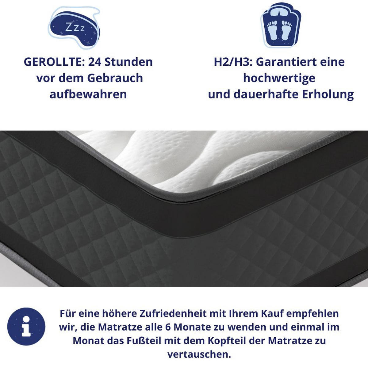 KALTSCHAUMMATRATZE Onyx H3/H4 140x200 - Weiß, Textil (140/200cm) - Dagostino Home