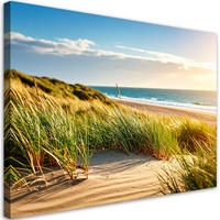 LEINWANDBILD Strand Meeresdünen Landschaft 120x80cm - Grün, Textil (120/80cm) - Feeby