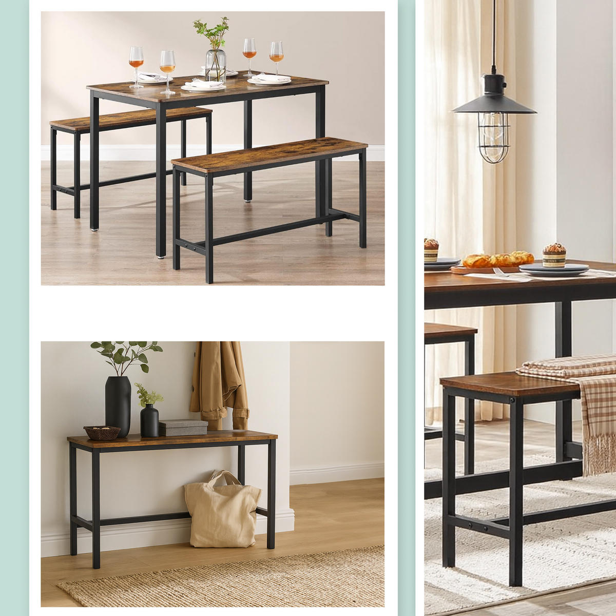 LAVICA - viacfarebná, kov/kompozitné drevo (108/51/32cm) - Relaxdays