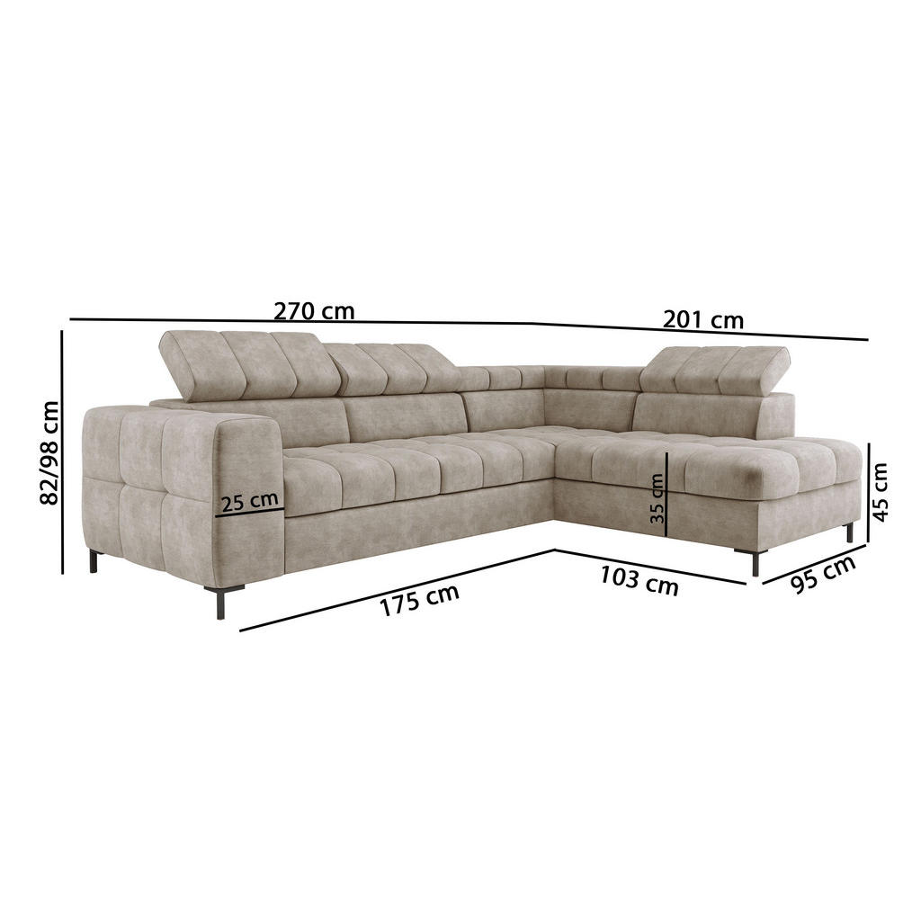 Thumbnail - DomoHome Ecksofa, Bordeaux, Textil, Rechteckig, 270x201 cm, Wohnzimmer, Sofas & Couches, Wohnlandschaften, Ecksofas