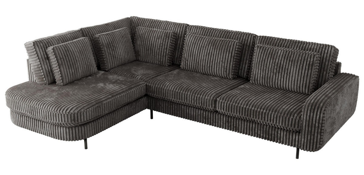 ROHOVÁ SEDAČKA CALENO L - Šedá Manšestr - Pravá Strana - šedá/černá, kov/textil (317/225cm) - MKS