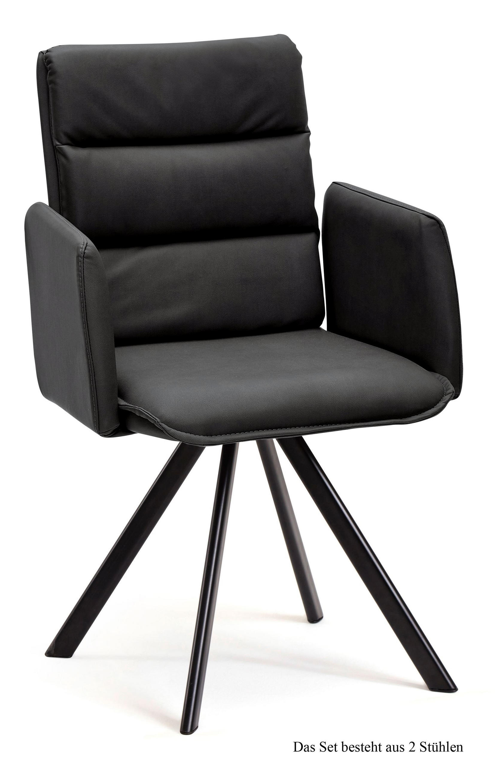 ARMLEHNSTUHL (2er-Set) Debby 52x92x60 Schwarz/Anthrazit - Anthrazit/Schwarz, Kunststoff (60/92/52cm) - 58aufmkessel