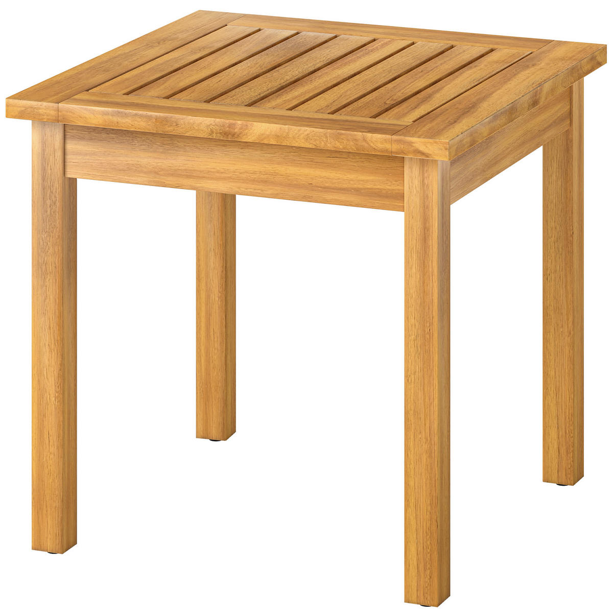 BEISTELLTISCH DE-07336 quadratisch mit Lamellendesign und verstellbaren Füßen Natur - Naturfarben, Holz (48/48/46cm) - ComfortXL