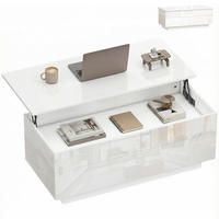 COUCHTISCH Höhenverstellbar, Moderner Wohnzimmertisch mit verstecktem Stauraum und 2 Schubladen, Hochglanz Weiß - Weiß Hochglanz, Holzwerkstoff (48/102/54.5cm)