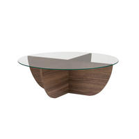 COUCHTISCH mit Glasplatte Nina 90/90/30 cm - Naturfarben, Holzwerkstoff (98/90/30cm) - Calicosy