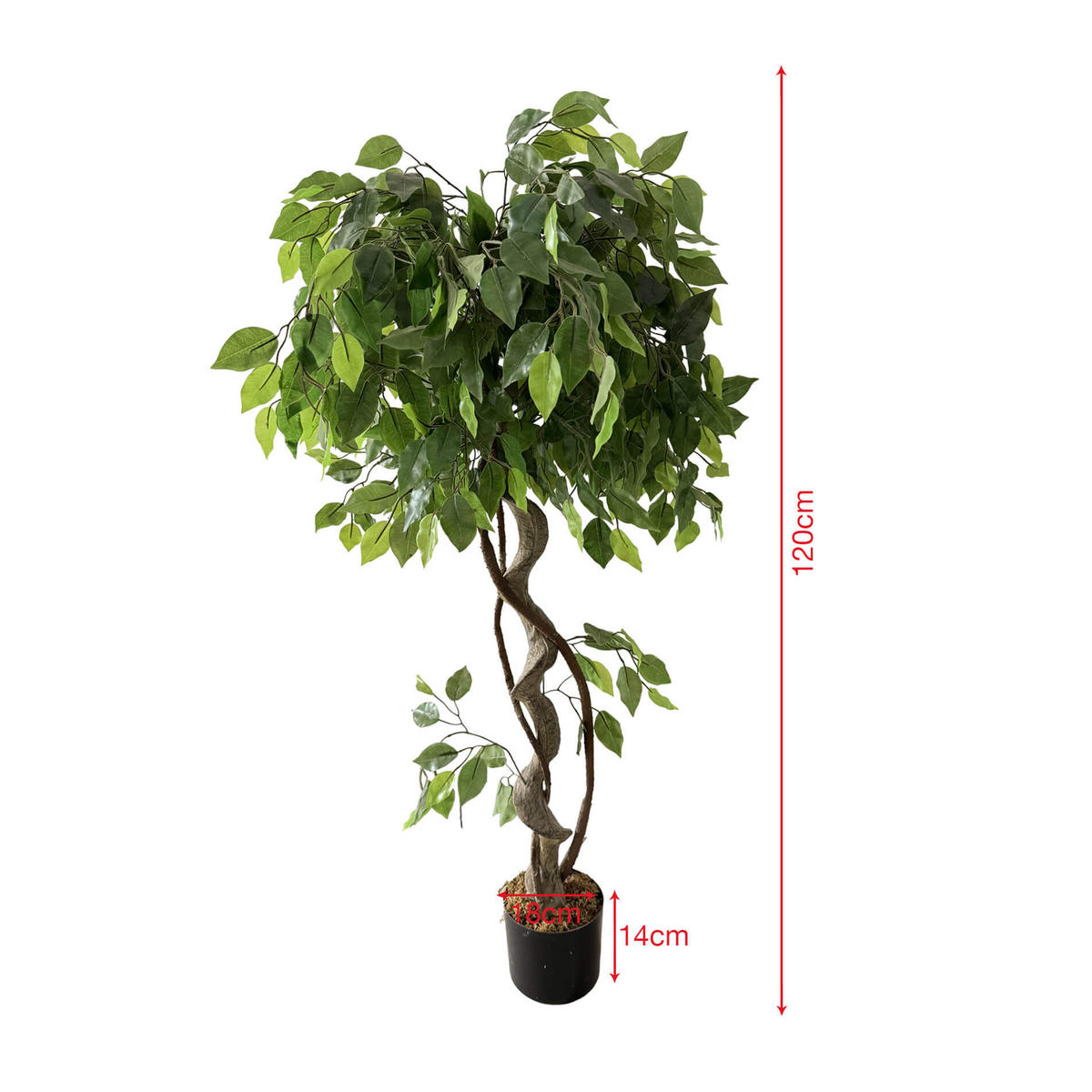 KUNSTPFLANZE Ficus 120 cm - Grün, Kunststoff (120cm)