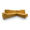 ECKSOFA ALVORO R-S Gelb Velours-Stoff mit Schlaffunktion - Gelb, Holz (253/190cm) - MASSENO