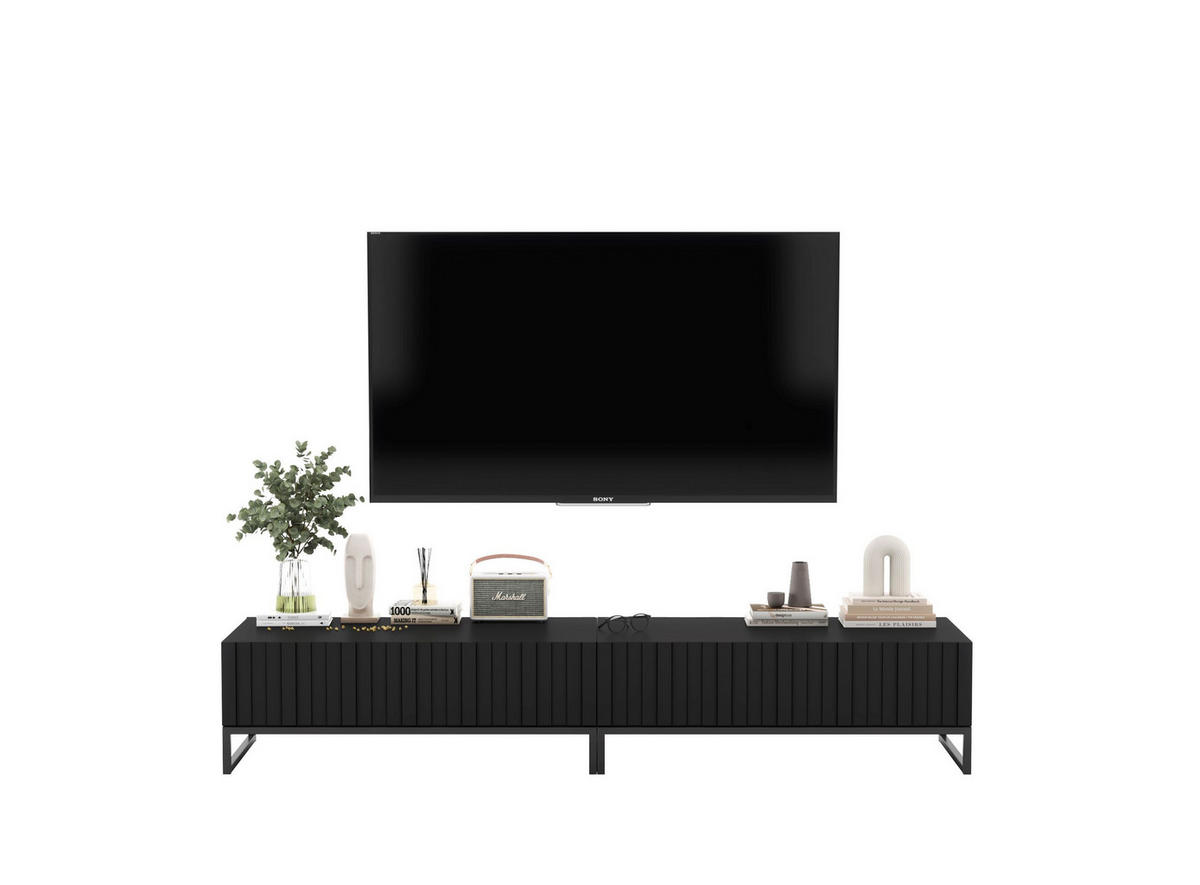 TV-LOWBOARD 2-er Set Elpis Schwarz Matt Glamour 110 cm - Schwarz, Holzwerkstoff/Metall (220/39/54cm) - Meble Lindner