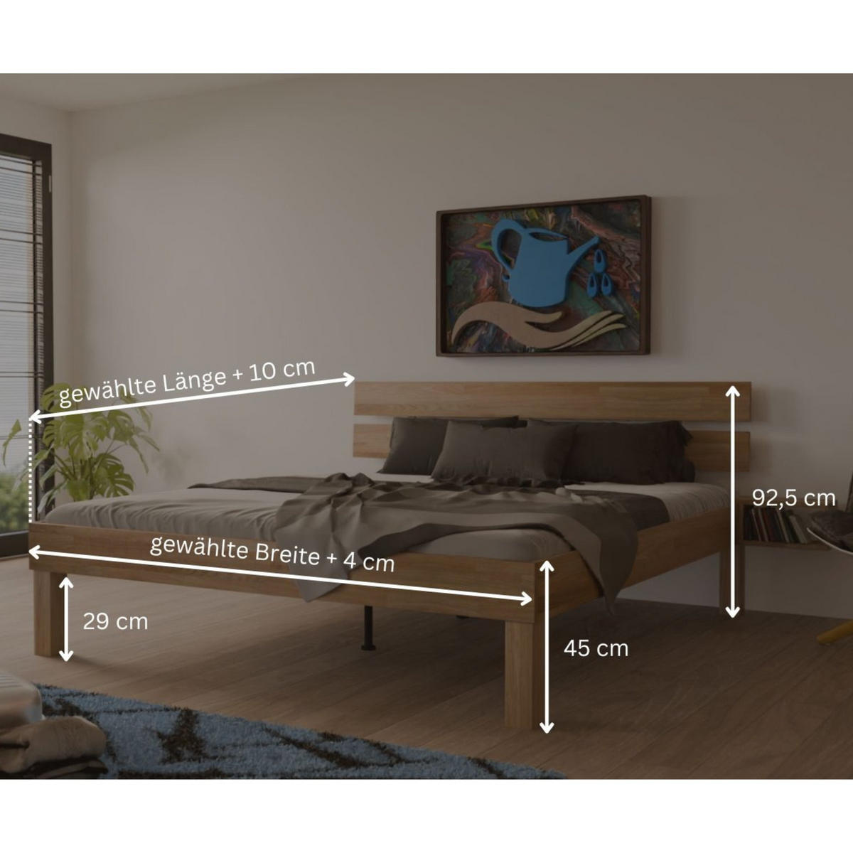 KOMFORTBETT 120/200 cm aus massiver Wildeiche - Braun, Holz (120/200cm) - MeinMassivholz