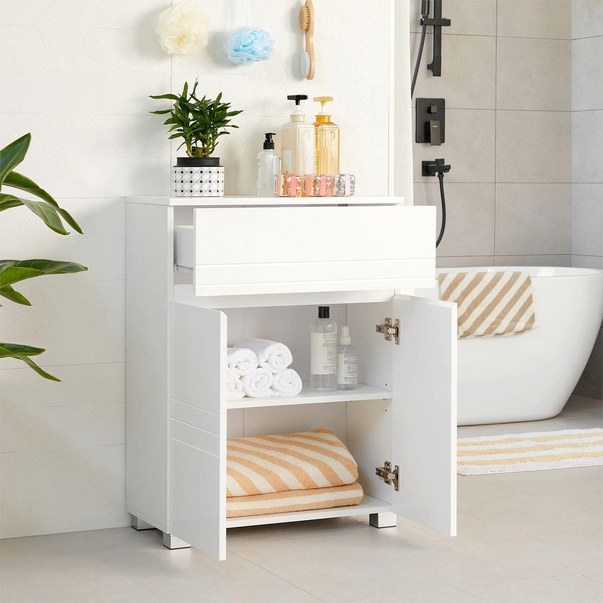 BADEZIMMERSCHRANK THIMPHU - Weiß, Holzwerkstoff (30/80/60cm) - Hansiro