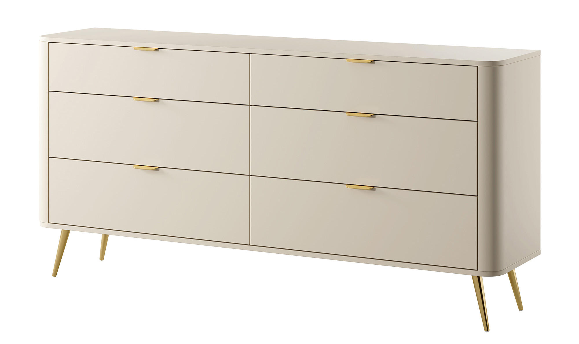 KOMMODE Oval Beige 172 cm - Beige/Goldfarben, Holzwerkstoff/Metall (172/84/38cm) - Selsey