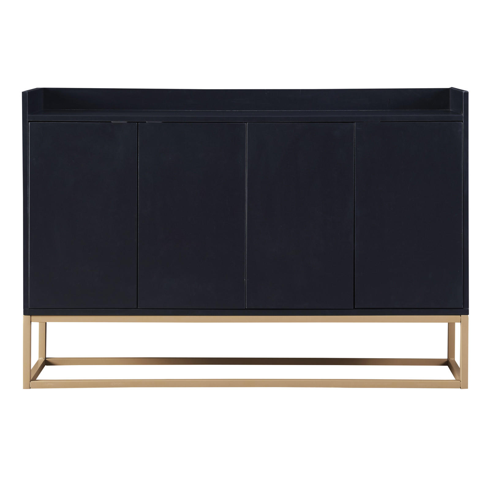 SIDEBOARD Schwarz 4 Türen grifflos Buffetschrank Küche 120/30/80 cm - Schwarz, Holz/Metall (30/80/120cm) - PARAFTA HOME