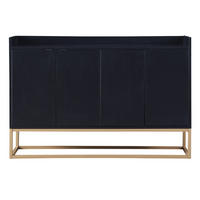 SIDEBOARD Schwarz 4 Türen grifflos Buffetschrank Küche 120/30/80 cm - Schwarz, Holz/Metall (30/80/120cm) - PARAFTA HOME